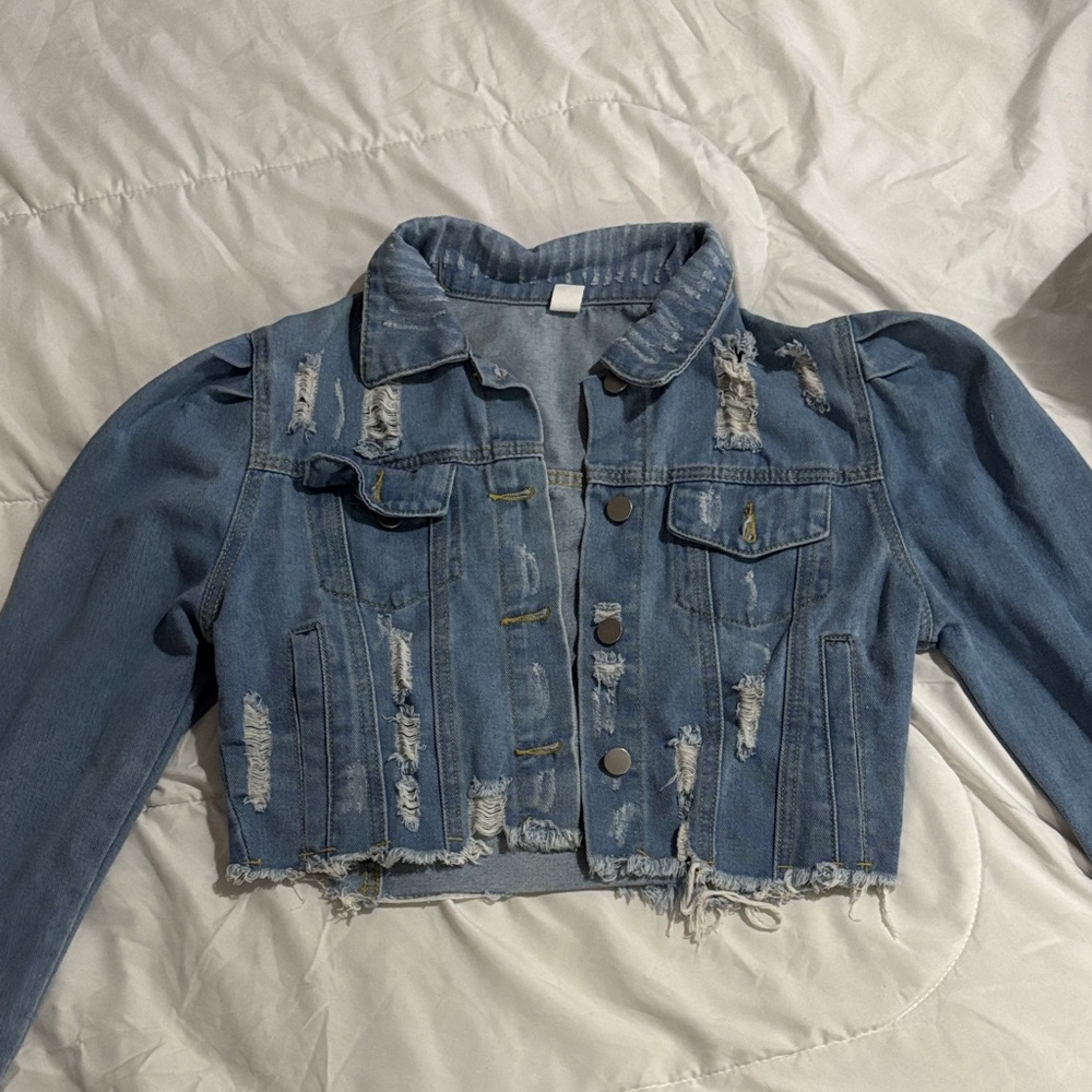 Distressed Blue Denim Jacket new worn